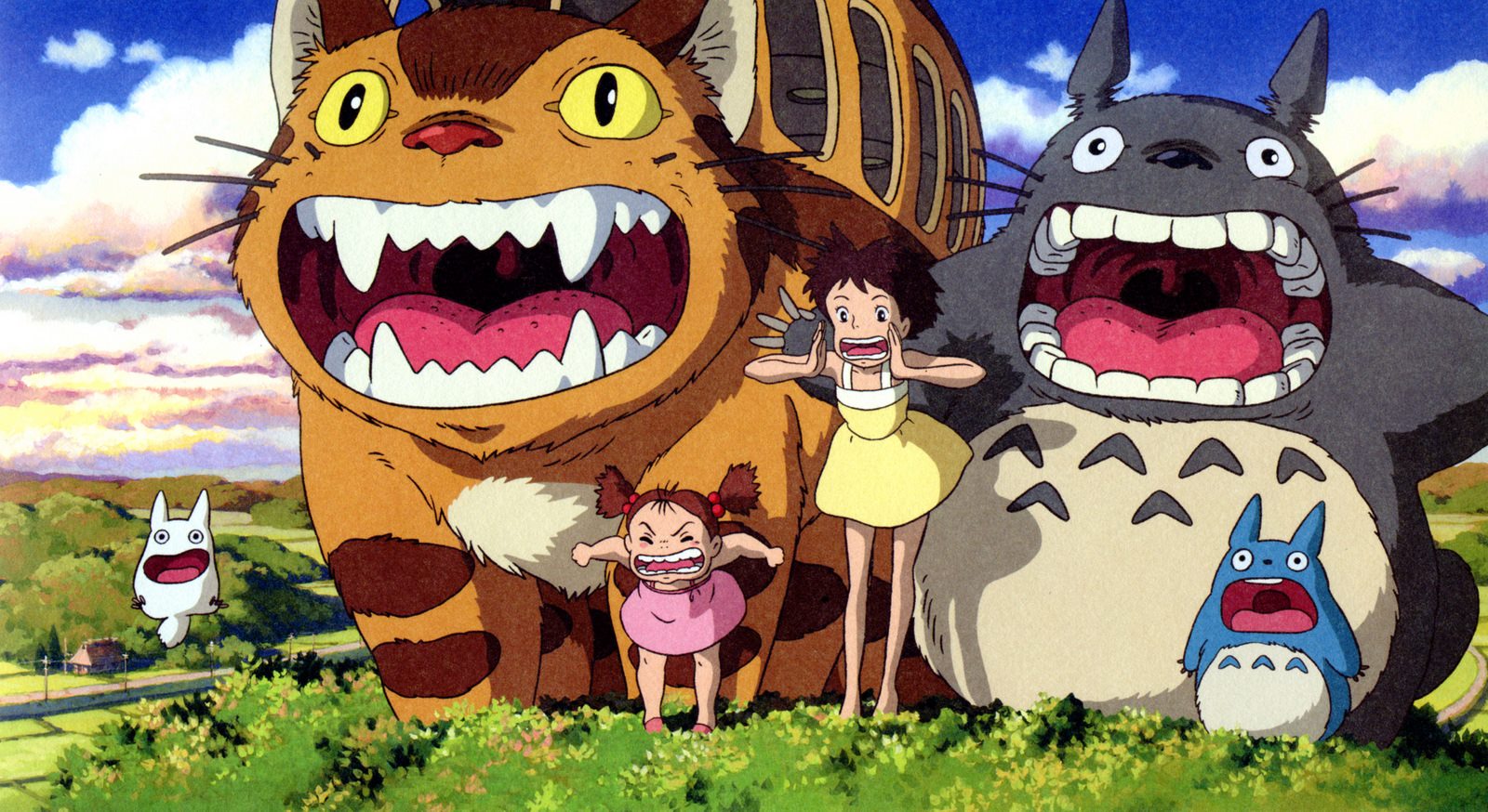 Personajes de Mi vecino Totoro gritando